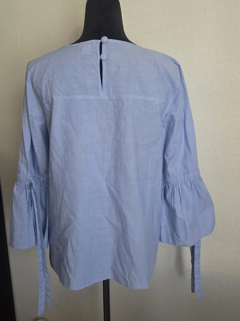 J Crew Factory Small Blue Casual Stylish Blouse Office Workwear Bell Sleeve